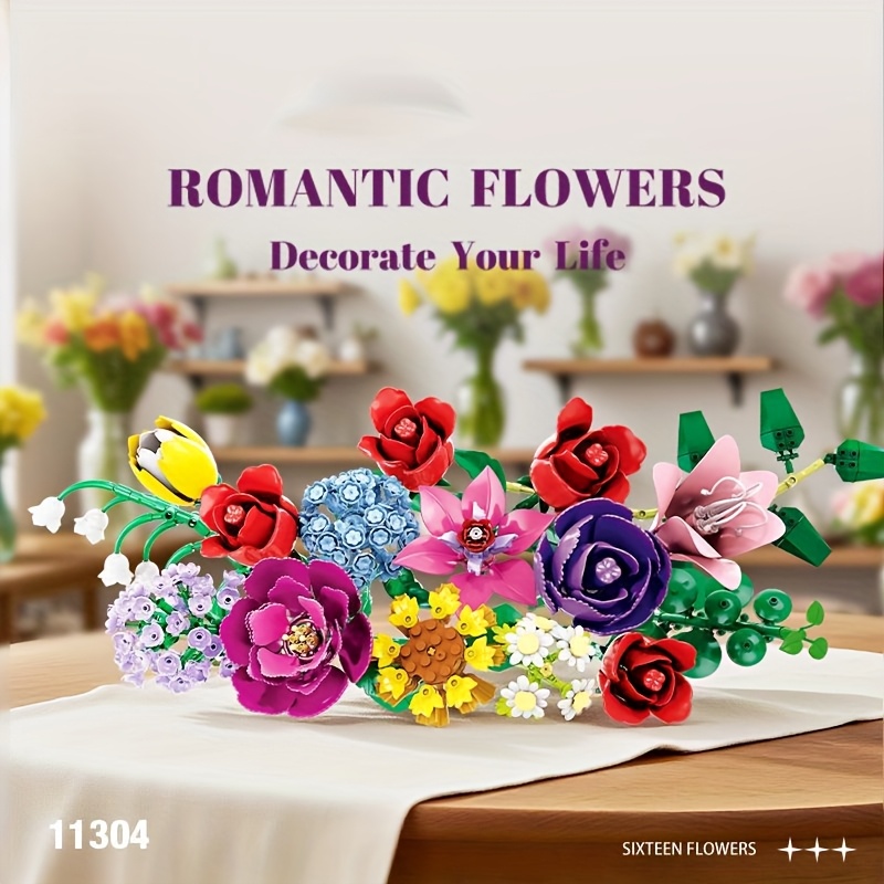 Building Blocks 16 Bouquets Set, Creative Assembled